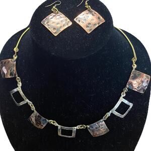 AWESOME RENEE TAYLOR SEDONA HANDMADE BURNISHED METAL West Necklace/Earring Set